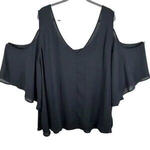 Torrid Women's Plus Size Black Chiffon Cold Shoulder Top- Size 4 4x 4xl  EUC